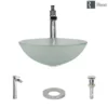 Rene 17" Round Glass Bathroom Sink, Frosted, with Faucet, R5-5002-R9-7007-C