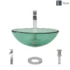 Rene 17" Round Glass Bathroom Sink, Ivy, with Faucet, R5-5001-IVY-R9-7003-C