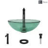 Rene 17" Round Glass Bathroom Sink, Ivy, with Faucet, R5-5001-IVY-R9-7006-ABR
