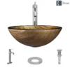 Rene 17" Round Glass Bathroom Sink, Bronze, with Faucet, R5-5030-R9-7001-C