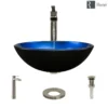 Rene 17" Round Glass Bathroom Sink, Gradient Blue, with Faucet, R5-5008-R9-7007-BN