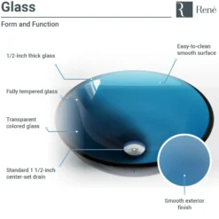 Rene 17" Round Glass Bathroom Sink, Celeste, with Faucet, R5-5001-CEL-WF-ABR