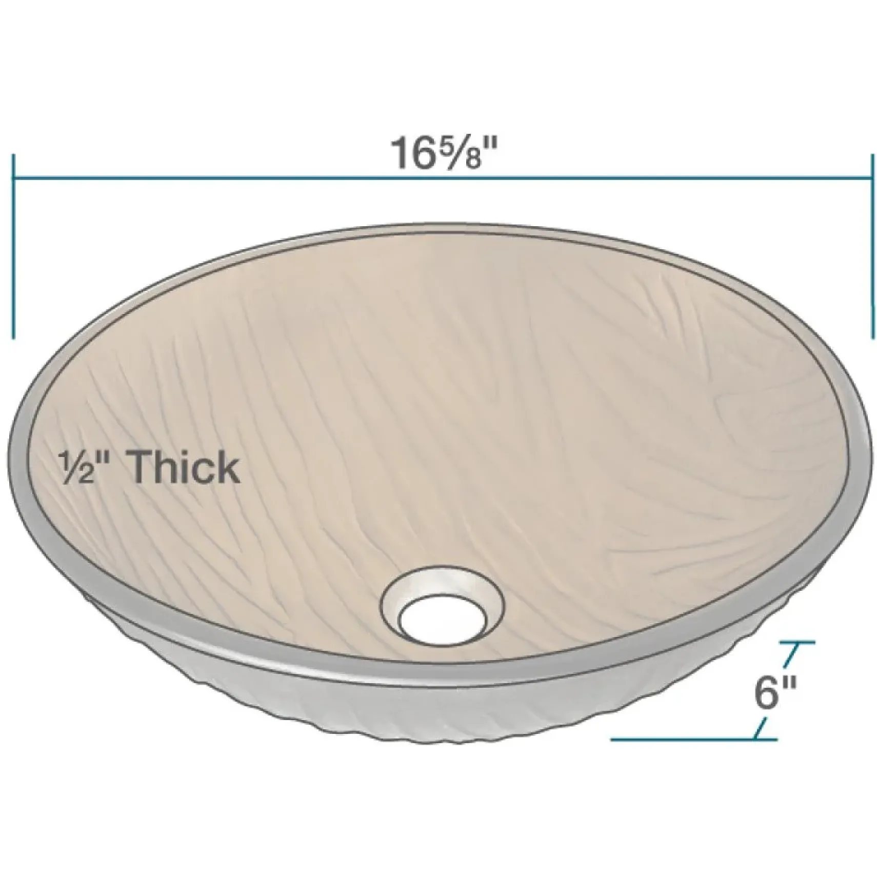 Rene 17" Round Glass Bathroom Sink, Beach Sand, with Faucet, R5-5025-R9-7003-BN