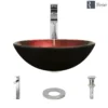 Rene 17" Round Glass Bathroom Sink, Gradient Red, with Faucet, R5-5007-R9-7003-C