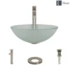 Rene 17" Round Glass Bathroom Sink, Frosted, with Faucet, R5-5002-R9-7003-BN