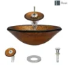Rene 18" Round Glass Bathroom Sink, Orange Gold Foil, with Faucet, R5-5013-WF-C