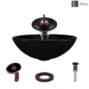 Rene 17" Round Glass Bathroom Sink, Noir, with Faucet, R5-5001-NOR-WF-ORB