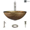 Rene 17" Round Glass Bathroom Sink, Bronze, with Faucet, R5-5030-R9-7001-BN