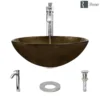 Rene 17" Round Glass Bathroom Sink, Regal Bronze and Earth Tones, with Faucet, R5-5035-R9-7006-C