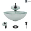 Rene 17" Round Glass Bathroom Sink, Sparkling Silver, with Faucet, R5-5034-WF-ABR