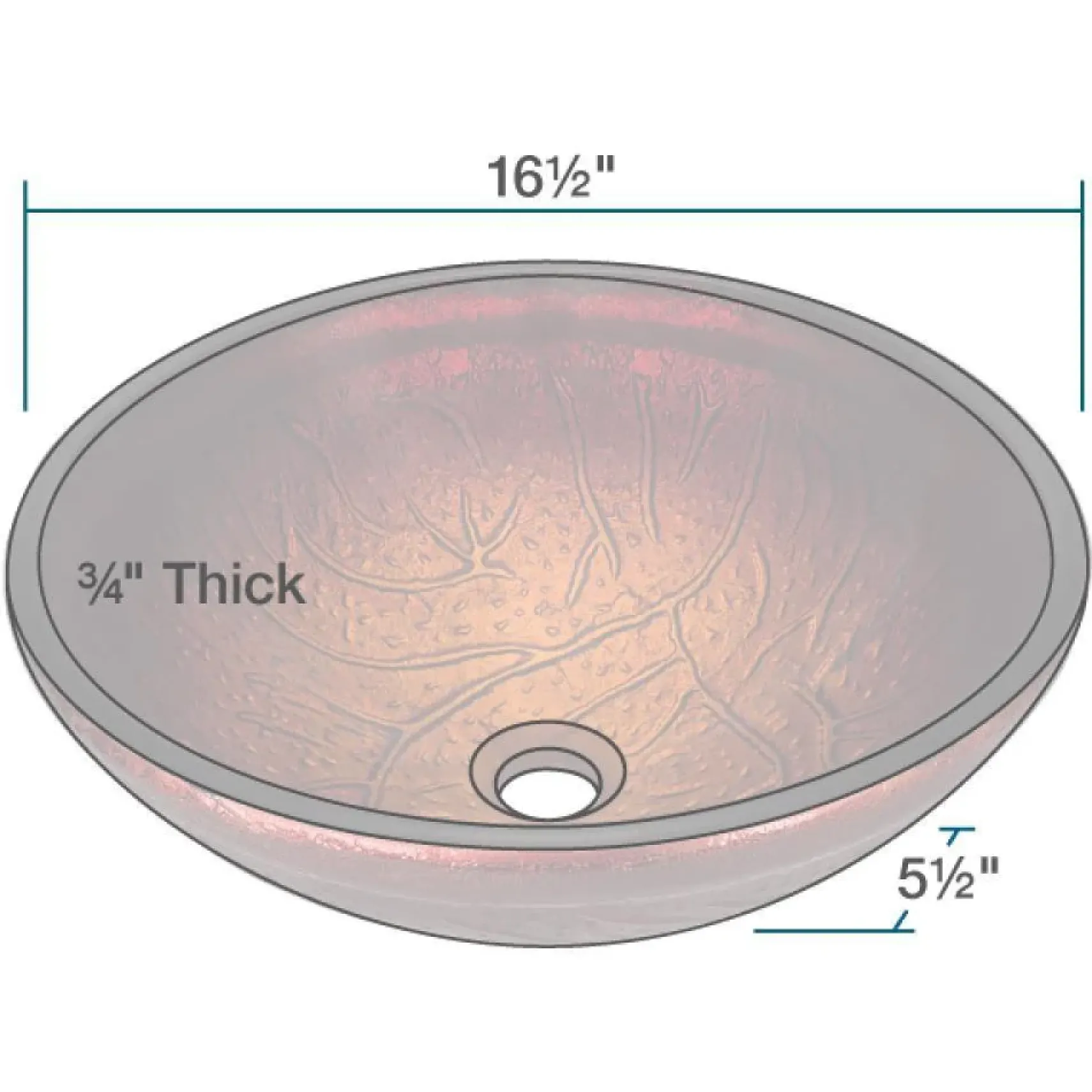 Rene 17" Round Glass Bathroom Sink, Fiery Red, with Faucet, R5-5018-R9-7006-C