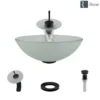 Rene 17" Round Glass Bathroom Sink, Frosted, with Faucet, R5-5002-WF-ABR