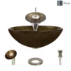 Rene 17" Round Glass Bathroom Sink, Regal Bronze and Earth Tones, with Faucet, R5-5035-WF-BN
