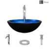 Rene 17" Round Glass Bathroom Sink, Gradient Blue, with Faucet, R5-5008-R9-7006-C