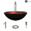 Rene 17" Round Glass Bathroom Sink, Gradient Red, with Faucet, R5-5007-R9-7006-BN