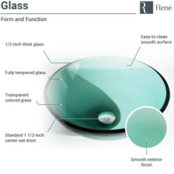 Rene 17" Round Glass Bathroom Sink, Ivy, with Faucet, R5-5001-IVY-R9-7003-BN