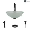 Rene 17" Round Glass Bathroom Sink, Frosted, with Faucet, R5-5002-R9-7006-ABR
