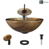 Rene 17" Round Glass Bathroom Sink, Bronze, with Faucet, R5-5030-WF-ABR