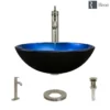 Rene 17" Round Glass Bathroom Sink, Gradient Blue, with Faucet, R5-5008-R9-7001-BN