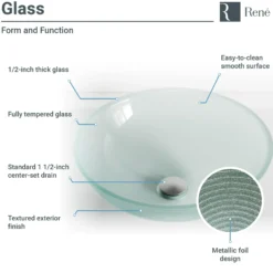 Rene 17" Round Glass Bathroom Sink, Sparkling Silver, with Faucet, R5-5034-R9-7001-ABR