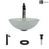 Rene 17" Round Glass Bathroom Sink, Frosted, with Faucet, R5-5002-R9-7007-ABR