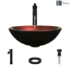 Rene 17" Round Glass Bathroom Sink, Gradient Red, with Faucet, R5-5007-R9-7006-ABR