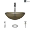 Rene 17" Round Glass Bathroom Sink, Cashmere, with Faucet, R5-5001-CAS-R9-7003-C