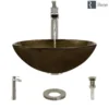 Rene 17" Round Glass Bathroom Sink, Regal Bronze and Earth Tones, with Faucet, R5-5035-R9-7007-BN