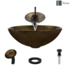 Rene 17" Round Glass Bathroom Sink, Regal Bronze and Earth Tones, with Faucet, R5-5035-WF-ABR