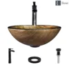 Rene 17" Round Glass Bathroom Sink, Bronze, with Faucet, R5-5030-R9-7007-ABR