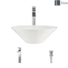 Rene 17" Round Porcelain Bathroom Sink, Biscuit, with Faucet, R2-5015-B-R9-7003-C