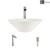 Rene 17" Round Porcelain Bathroom Sink, Biscuit, with Faucet, R2-5015-B-R9-7007-C