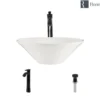 Rene 17" Round Porcelain Bathroom Sink, Biscuit, with Faucet, R2-5015-B-R9-7006-ABR