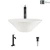 Rene 17" Round Porcelain Bathroom Sink, Biscuit, with Faucet, R2-5015-B-R9-7001-ABR