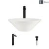 Rene 17" Round Porcelain Bathroom Sink, Biscuit, with Faucet, R2-5015-B-R9-7007-ABR