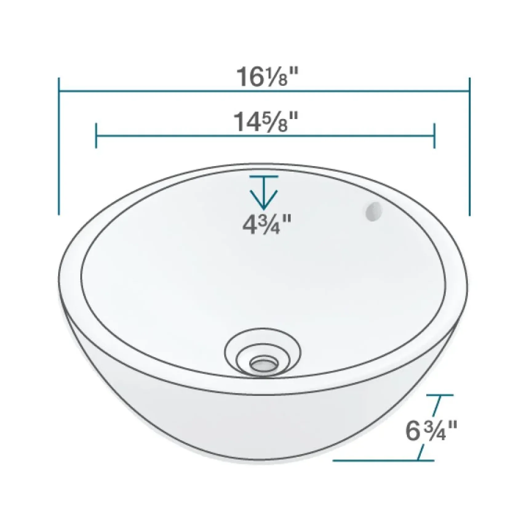 Rene 16" Round Porcelain Bathroom Sink, White, with Faucet, R2-5031-W-R9-7003-C