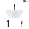 Rene 16" Round Porcelain Bathroom Sink, White, with Faucet, R2-5031-W-R9-7006-ABR