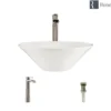 Rene 17" Round Porcelain Bathroom Sink, Biscuit, with Faucet, R2-5015-B-R9-7007-BN