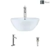 Rene 16" Round Porcelain Bathroom Sink, White, with Faucet, R2-5031-W-R9-7001-C