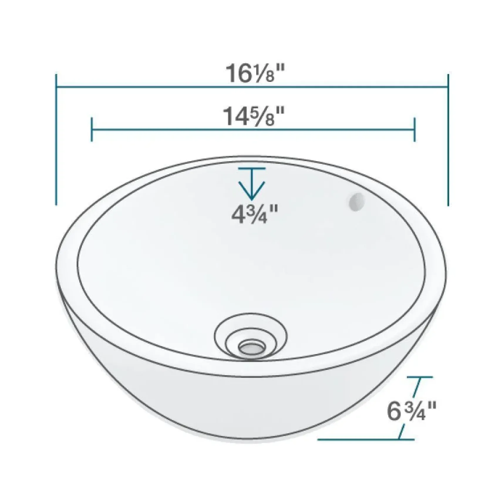 Rene 16" Round Porcelain Bathroom Sink, Biscuit, with Faucet, R2-5031-B-R9-7003-C