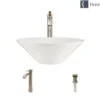 Rene 17" Round Porcelain Bathroom Sink, Biscuit, with Faucet, R2-5015-B-R9-7006-BN