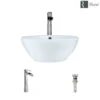 Rene 16" Round Porcelain Bathroom Sink, White, with Faucet, R2-5031-W-R9-7007-C
