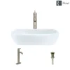 Rene 17" Round Porcelain Bathroom Sink, White, with Faucet, R2-5011-W-R9-7001-BN
