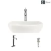 Rene 17" Round Porcelain Bathroom Sink, Biscuit, with Faucet, R2-5011-B-R9-7001-C