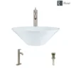 Rene 17" Round Porcelain Bathroom Sink, White, with Faucet, R2-5015-W-R9-7001-BN
