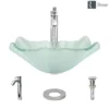 Rene 17" Specialty Glass Bathroom Sink, Frosted, with Faucet, R5-5011-R9-7006-C