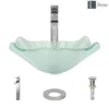 Rene 17" Specialty Glass Bathroom Sink, Frosted, with Faucet, R5-5011-R9-7003-C