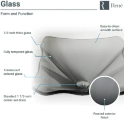 Rene 17" Specialty Glass Bathroom Sink, Smoky Black, with Faucet, R5-5012-R9-7006-C