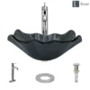 Rene 17" Specialty Glass Bathroom Sink, Smoky Black, with Faucet, R5-5012-R9-7001-C