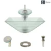 Rene 17" Square Glass Bathroom Sink, Textured, with Faucet, R5-5004-WF-BN